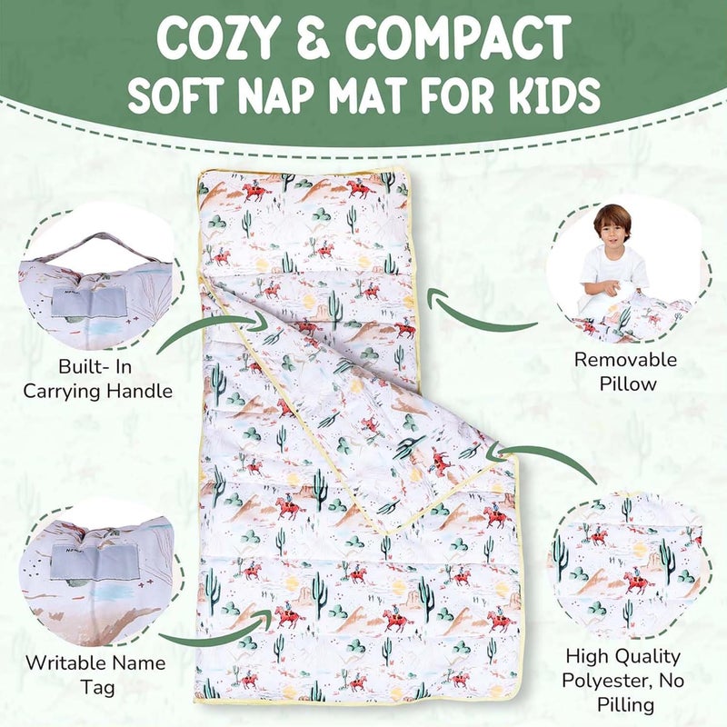 Morxy Toddler Nap Mat with Pillow & Blanket Large Portable Roll Up Nap Mats with Name Tag- Thick Kids Sleep Mat for Daycare, Preschool Travel and Camping for Age 3 and up - Image 3